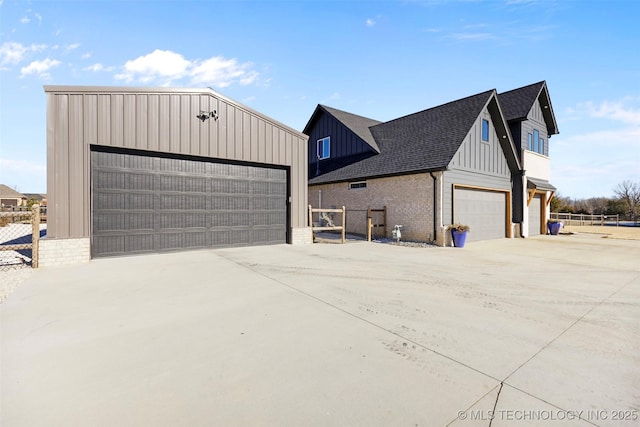 exterior space with a garage