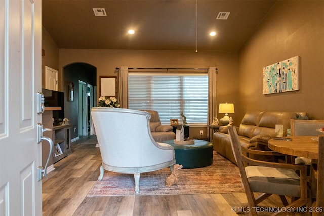 living room featuring hardwood / wood-style flooring