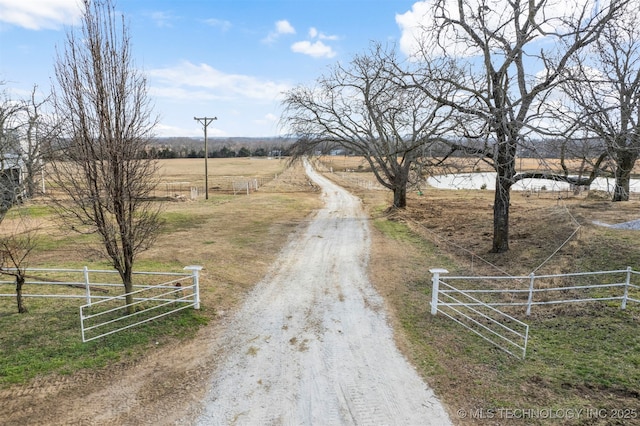 view of street featuring a rural view