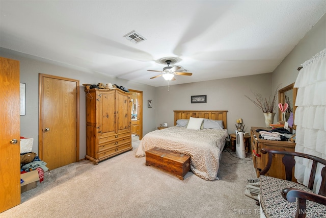 bedroom with carpet and ceiling fan