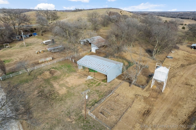 drone / aerial view with a rural view