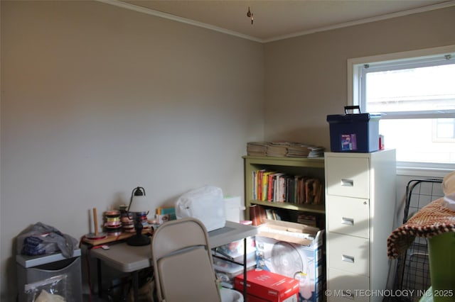 office area featuring ornamental molding