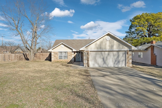 view of front facade with a garage and a front lawn