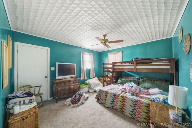 bedroom with carpet and ceiling fan