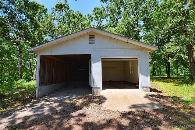 view of garage