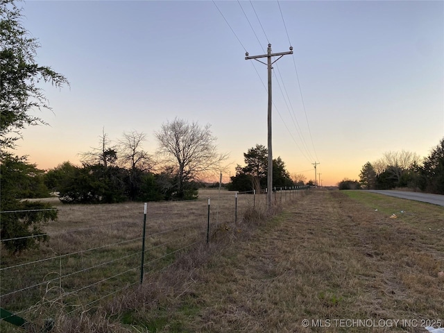 view of road with a rural view