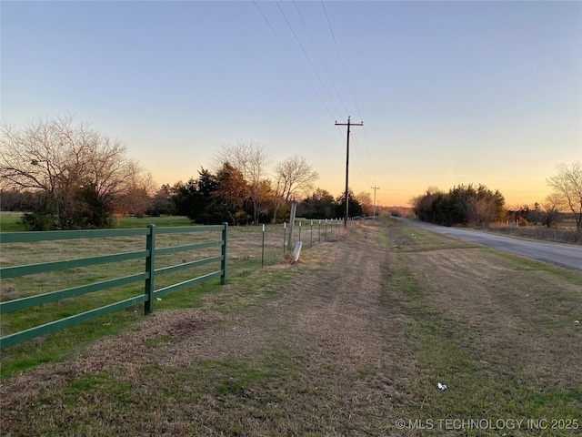 view of road featuring a rural view