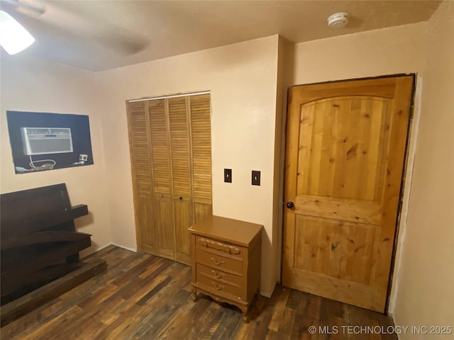 interior space with dark hardwood / wood-style floors