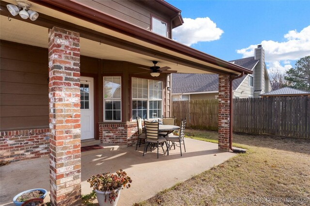 view of patio / terrace featuring ceiling fan