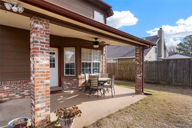 view of patio with ceiling fan