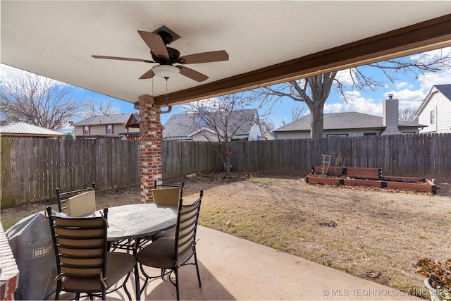 view of patio / terrace with ceiling fan