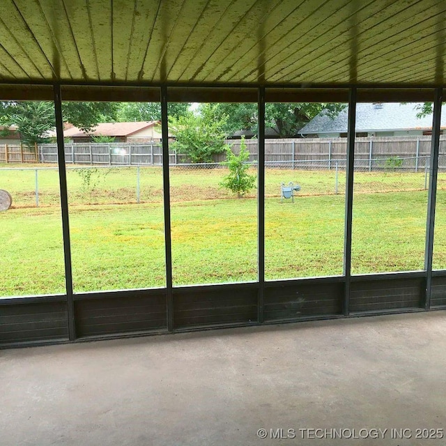 view of unfurnished sunroom