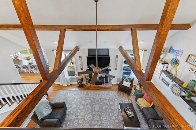 living room with hardwood / wood-style flooring