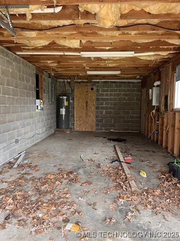 basement featuring electric water heater