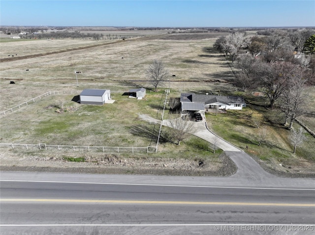 drone / aerial view with a rural view