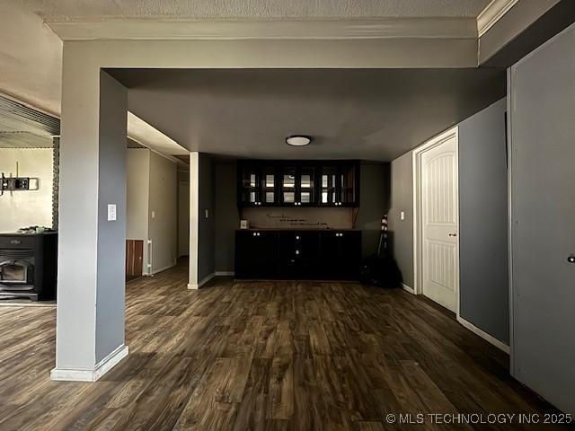 hall with dark hardwood / wood-style floors