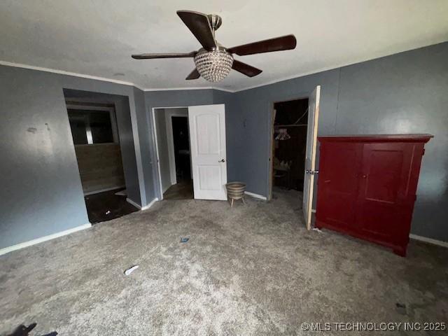 unfurnished bedroom with carpet and ceiling fan