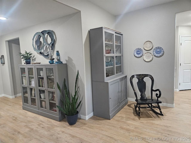 living area with light wood-type flooring