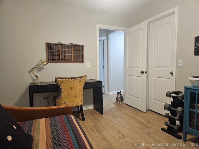 bedroom featuring light wood-type flooring