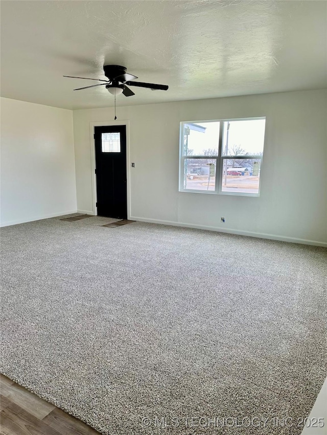 interior space featuring ceiling fan and wood-type flooring