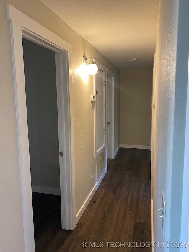 hallway featuring dark hardwood / wood-style flooring