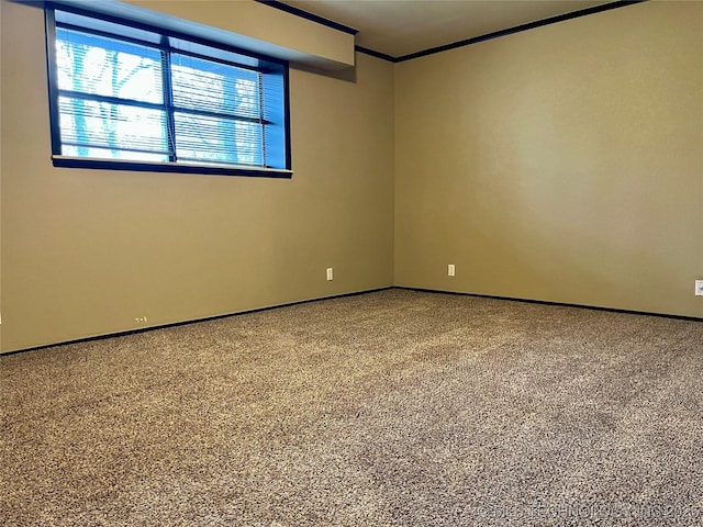 spare room with baseboards and ornamental molding