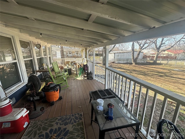 deck with covered porch