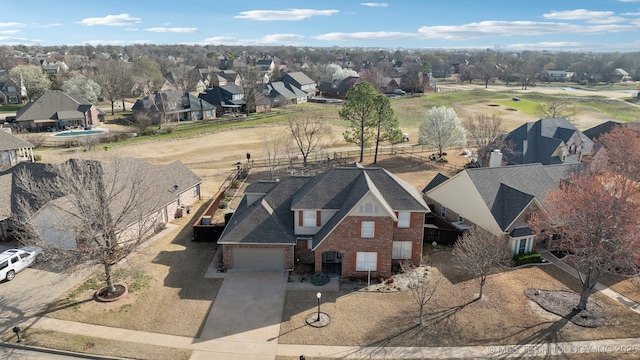 aerial view with a residential view