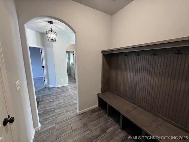 mudroom featuring hardwood / wood-style floors