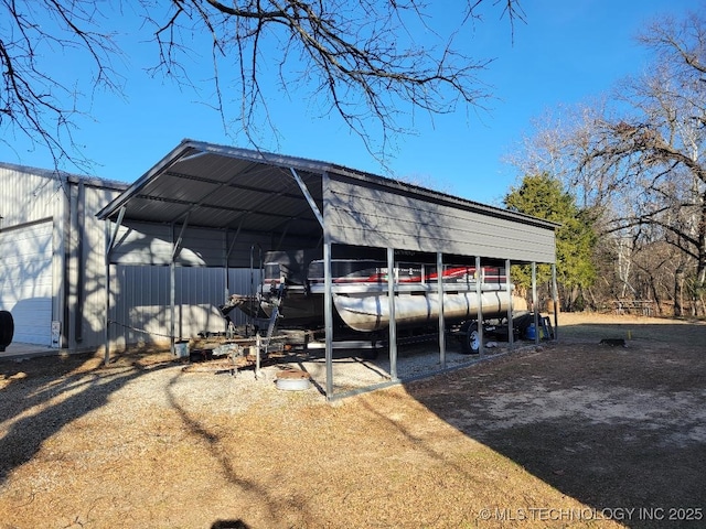 exterior space featuring a carport