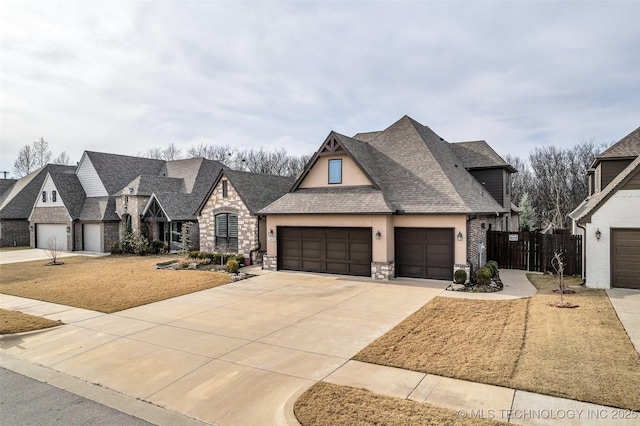 view of front of property with a garage