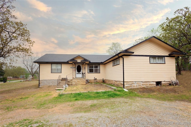 view of single story home