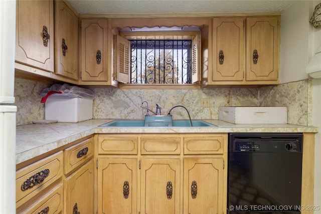 kitchen featuring dishwasher, backsplash, and sink