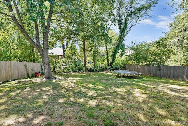 view of yard featuring a trampoline