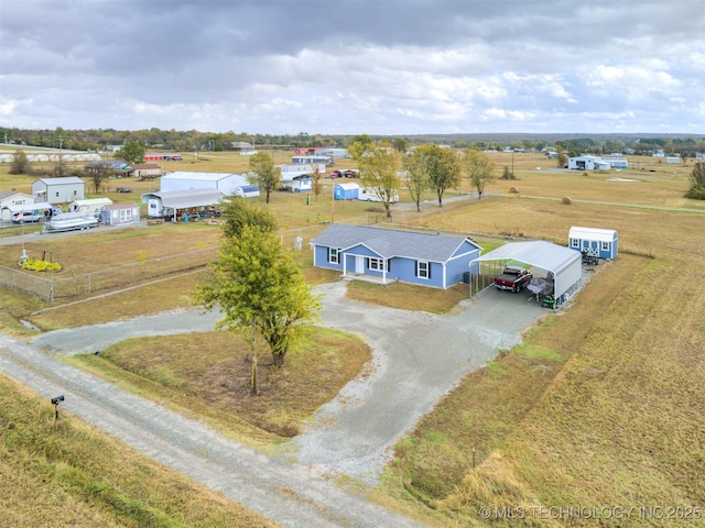 aerial view featuring a rural view