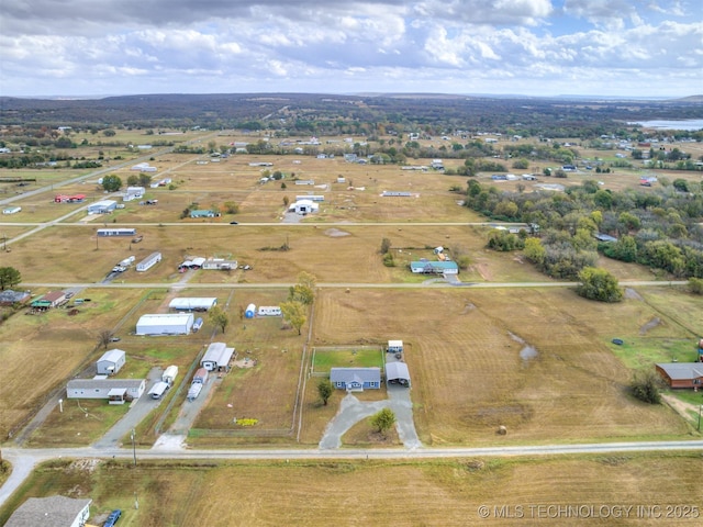 aerial view featuring a rural view