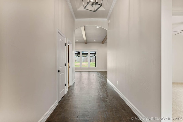 hallway featuring crown molding