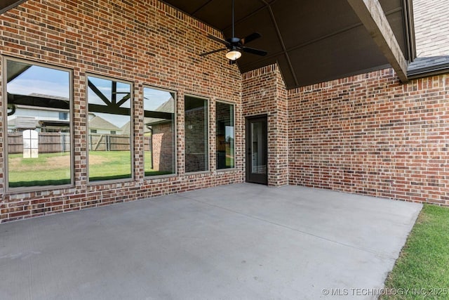3913 S Dogwood Blvd, Broken Arrow, OK 74012 - view of patio / terrace with ceiling fan and fence