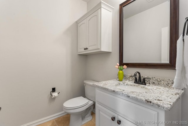 3913 S Dogwood Blvd, Broken Arrow, OK 74012 - half bath featuring toilet, tile patterned floors, vanity, and baseboards