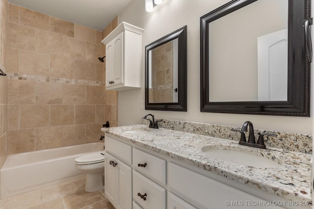 3913 S Dogwood Blvd, Broken Arrow, OK 74012 - full bathroom featuring a sink, bathing tub / shower combination, toilet, and double vanity