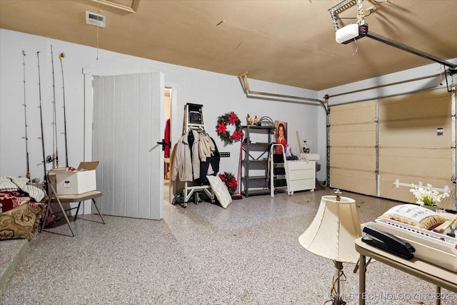 garage with a garage door opener