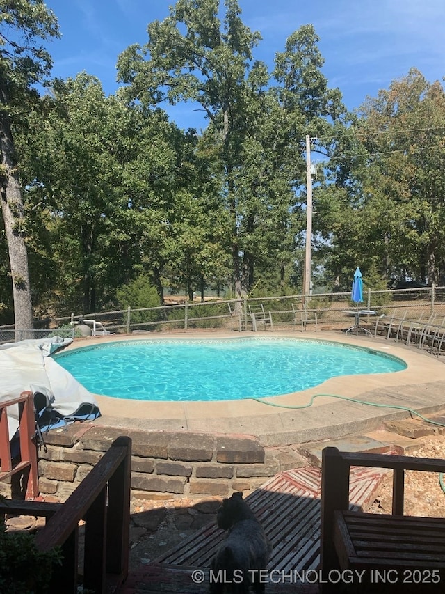 view of swimming pool with a patio