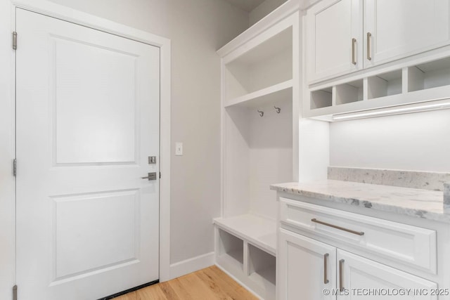 mudroom with light wood-type flooring