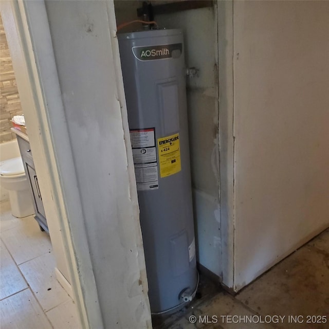 utility room featuring water heater