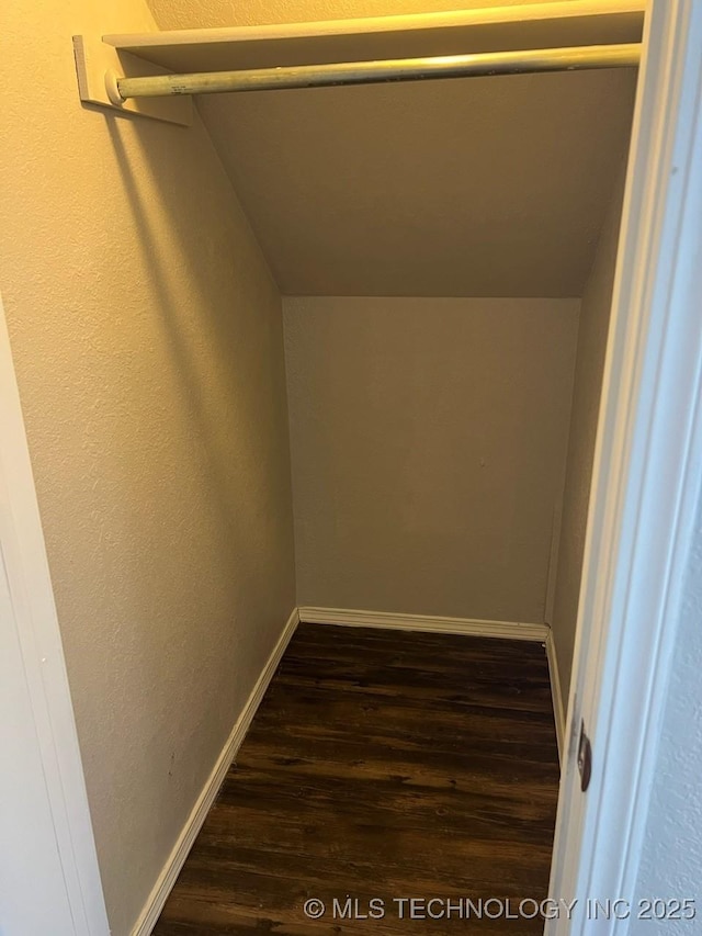 walk in closet featuring dark hardwood / wood-style floors