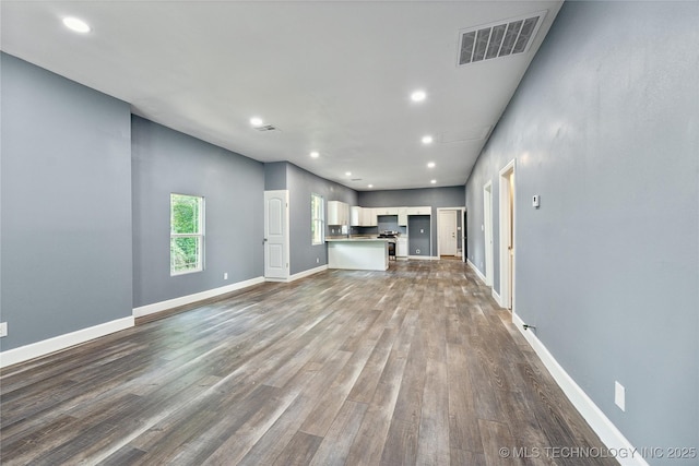 unfurnished living room with wood-type flooring