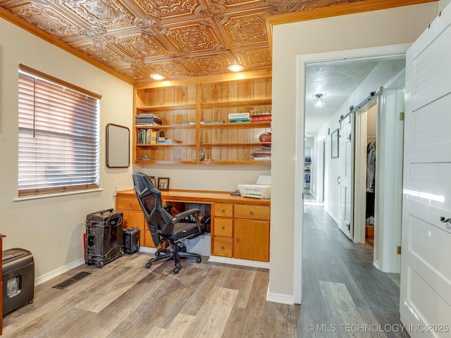 office featuring light hardwood / wood-style flooring