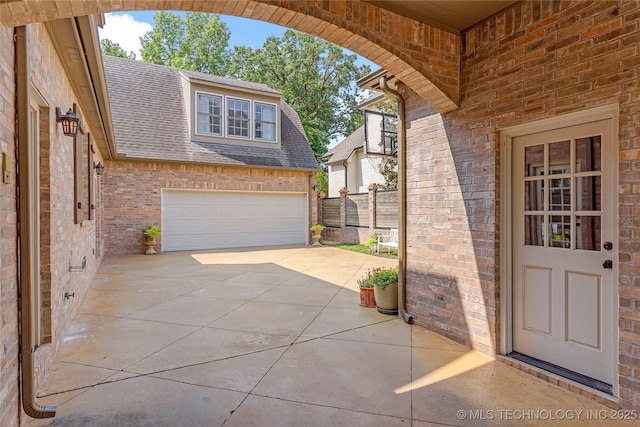 exterior space featuring a garage