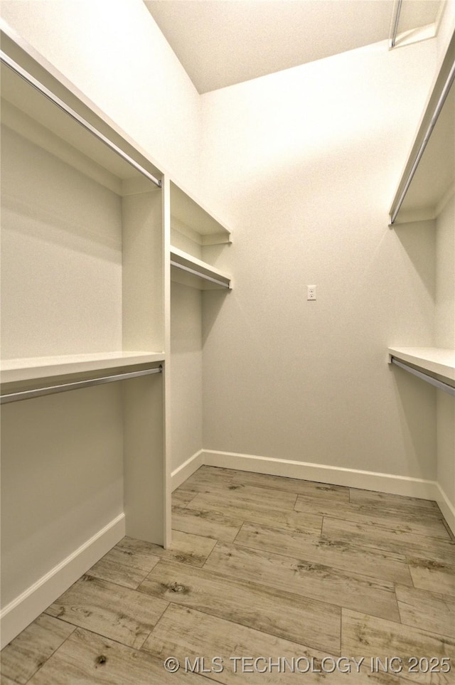 walk in closet with hardwood / wood-style floors