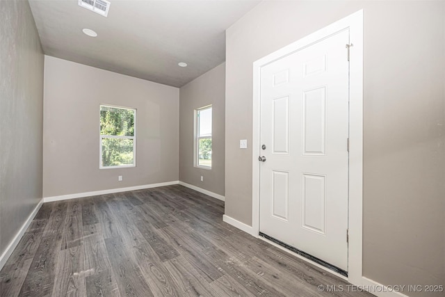 entrance foyer featuring dark hardwood / wood-style flooring